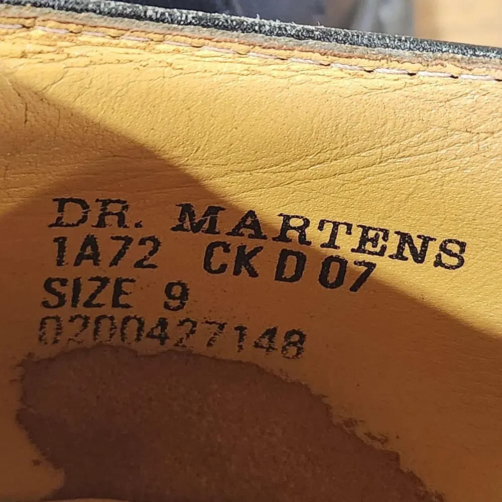 Vintage Dr. Martens 3989 Shoes Mens 10 Black Leather Wingtip Brogue Made England